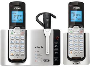 VTech DS6671-3 DECT 6.0 Connect-to-Cell 2-Handset Phone System with Cordless Headset VTech DS6671-3 DECT 6.0 Connect-to-Cell 2-Handset Phone System with Cordless Headset