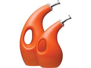 Rachael Ray 2-Piece Stoneware EVOO and Vinegar Dispenser Set, Orange Rachael Ray 2-Piece Stoneware EVOO and Vinegar Dispenser Set, Orange