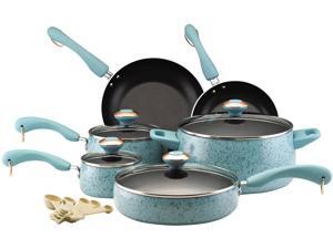 Paula Deen 15-pc. Nonstick Signature Porcelain Cookware Set, Aqua Speckle Paula Deen 15-pc. Nonstick Signature Porcelain Cookware Set, Aqua Speckle