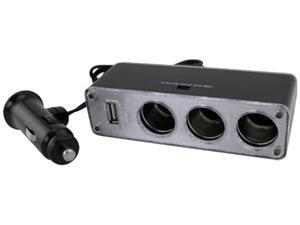 Insten 1044434 Three-Way Car Cigarette Lighter Socket Splitter w/ USB Port Insten 1044434 Three-Way Car Cigarette Lighter Socket Splitter w/ USB Port