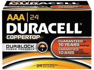DURACELL CopperTop MN2400 1150mAh 1.5V AAA Alkaline Battery, 24-pack DURACELL CopperTop MN2400 1150mAh 1.5V AAA Alkaline Battery, 24-pack