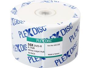 PlexDisc 4.7GB 16X DVD-R White Inkjet Printable 50 Packs Disc Model 632-210 PlexDisc 4.7GB 16X DVD-R White Inkjet Printable 50 Packs Disc Model 632-210