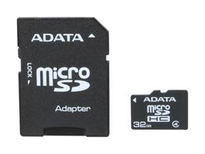 ADATA 32GB Class 4 Micro SDHC Flash Card with Adapter Model AUSDH32GCL4-RA1 ADATA 32GB Class 4 Micro SDHC Flash Card with Adapter Model AUSDH32GCL4-RA1