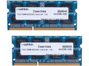 Mushkin Enhanced Essentials 4GB (2 x 2GB) 204-Pin DDR3 SO-DIMM DDR3 1333 (PC3 10666) Dual Channel Kit Laptop Memory Model 996646 Mushkin Enhanced Essentials 4GB (2 x 2GB) 204-Pin DDR3 SO-DIMM DDR3 1333 (PC3 10666) Dual Channel Kit Laptop Memory Model 996646