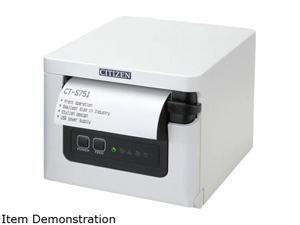 CITIZEN CT-S751 CT-S751NNUWH Direct Thermal 350 mm / sec 203 dpi 3" Thermal POS Printer, Front Load, USB, White CITIZEN CT-S751 CT-S751NNUWH Direct Thermal 350 mm / sec 203 dpi 3" Thermal POS Printer, Front Load, USB, White