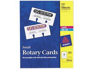 Avery 5385 Laser/Inkjet Rotary Cards, 2 1/6 x 4, 8 Cards/Sheet, 400 Cards/Box Avery 5385 Laser/Inkjet Rotary Cards, 2 1/6 x 4, 8 Cards/Sheet, 400 Cards/Box
