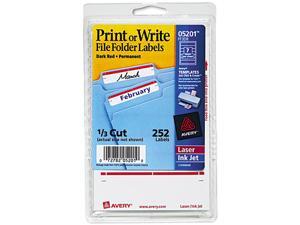 Avery 05201 Print or Write File Folder Labels, 11/16 x 3-7/16, White/Dark Red Bar, 252/Pack Avery 05201 Print or Write File Folder Labels, 11/16 x 3-7/16, White/Dark Red Bar, 252/Pack