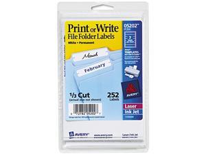 Avery 05202 Print or Write File Folder Labels, 11/16 x 3-7/16, White, 252/Pack Avery 05202 Print or Write File Folder Labels, 11/16 x 3-7/16, White, 252/Pack