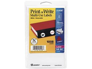 Avery 05408 Print or Write Removable Multi-Use Labels, 3/4in dia, White, 1008/Pack Avery 05408 Print or Write Removable Multi-Use Labels, 3/4in dia, White, 1008/Pack