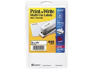 Avery 05422 Print or Write Removable Multi-Use Labels, 1/2 x 1-3/4, White, 840/Pack Avery 05422 Print or Write Removable Multi-Use Labels, 1/2 x 1-3/4, White, 840/Pack