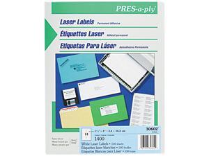 Avery 30602 Pres-A-Ply Laser Address Labels, 1-1/3 x 4, White, 1400/Box Avery 30602 Pres-A-Ply Laser Address Labels, 1-1/3 x 4, White, 1400/Box