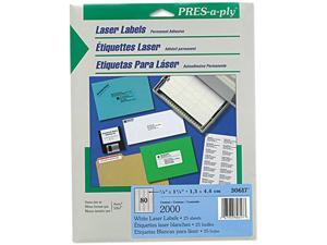 Avery 30617 Pres-A-Ply Laser Address Labels, 1/2 x 1-3/4, White, 2000/Pack Avery 30617 Pres-A-Ply Laser Address Labels, 1/2 x 1-3/4, White, 2000/Pack