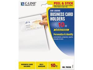 C-line 70238 Self-Adhesive Business Card Holders, Side Load, 3-1/2 x 2, Clear, 10/Pack C-line 70238 Self-Adhesive Business Card Holders, Side Load, 3-1/2 x 2, Clear, 10/Pack