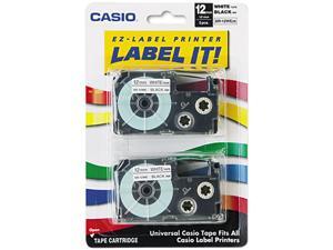 Casio XR12WE2S Tape Cassettes for KL Label Makers, 12mm x 26ft, Black on White, 2/Pack Casio XR12WE2S Tape Cassettes for KL Label Makers, 12mm x 26ft, Black on White, 2/Pack