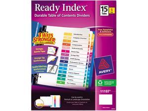 Avery 11197 Ready Index 15-Tab Binder Dividers, Customizable Table of Contents, Multicolor Tabs, 6 Sets (11197) Avery 11197 Ready Index 15-Tab Binder Dividers, Customizable Table of Contents, Multicolor Tabs, 6 Sets (11197)