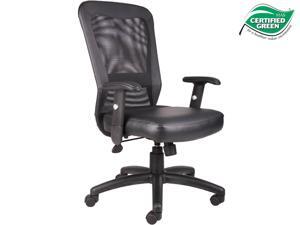 Boss Office Products B580 The Web Back And Leather Plus Seat with Web Tension Knob 1 Unit Task Chair - Black Boss Office Products B580 The Web Back And Leather Plus Seat with Web Tension Knob 1 Unit Task Chair - Black