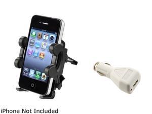 Insten Car Vent Mount Stand + White Charger Kit For iPhone 5 / 5s / 5c / 4 / 4s / 3Gs 907218 Insten Car Vent Mount Stand + White Charger Kit For iPhone 5 / 5s / 5c / 4 / 4s / 3Gs 907218
