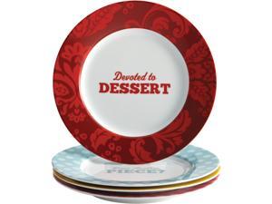 Cake Boss 58693 Serveware 4-Piece Porcelain Dessert Plate Set, "Patterns & Quotes," Print Cake Boss 58693 Serveware 4-Piece Porcelain Dessert Plate Set, "Patterns & Quotes," Print