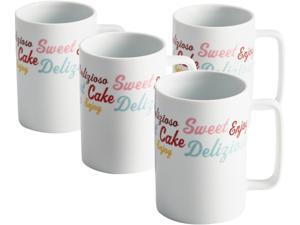 Cake Boss 58677 Serveware 4-Piece Porcelain Mug Set, "Icing & Quotes" Pattern, Print Cake Boss 58677 Serveware 4-Piece Porcelain Mug Set, "Icing & Quotes" Pattern, Print
