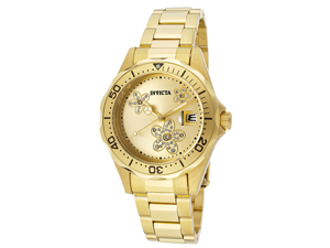 Invicta Women's Pro Diver Gold Tone Diver 18k Gold Plated Stainless Steel Invicta Women's Pro Diver Gold Tone Diver 18k Gold Plated Stainless Steel