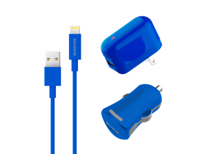 Overtime Lightning USB Charger Kit | Wall & Car Charging Set | Apple MFI Certified | Compatible With iPhone iPod & iPad | Lightning Data Cable | 2.4 AMP Output For Rapid Charging (Blue) Overtime Lightning USB Charger Kit | Wall & Car Charging Set | Apple MFI Certified | Compatible With iPhone iPod & iPad | Lightning Data Cable | 2.4 AMP Output For Rapid Charging (Blue)