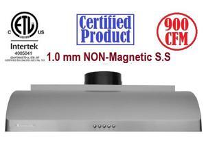 XtremeAir Ultra Series UL14-U36, 900 CFM, 30'' width, Baffle filters, 3-Speed Mechanical Buttons, Full Seamless, 1.0 mm Non-magnetic S.S, Under cabinet hood XtremeAir Ultra Series UL14-U36, 900 CFM, 30'' width, Baffle filters, 3-Speed Mechanical Buttons, Full Seamless, 1.0 mm Non-magnetic S.S, Under cabinet hood