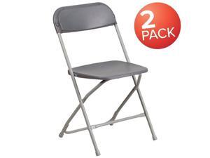 Flash Furniture 2-LE-L-3-GREY-GG Hercules 650 lbs Premium Grey Plastic Folding Chair - Pack of 2 Flash Furniture 2-LE-L-3-GREY-GG Hercules 650 lbs Premium Grey Plastic Folding Chair - Pack of 2