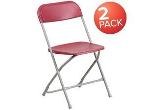 Flash Furniture 2-LE-L-3-RED-GG Hercules 650 lbs Premium Red Plastic Folding Chair - Pack of 2 Flash Furniture 2-LE-L-3-RED-GG Hercules 650 lbs Premium Red Plastic Folding Chair - Pack of 2