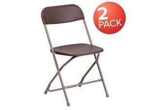 Flash Furniture 2-LE-L-3-BROWN-GG Hercules 650 lbs Premium Brown Plastic Folding Chair - Pack of 2 Flash Furniture 2-LE-L-3-BROWN-GG Hercules 650 lbs Premium Brown Plastic Folding Chair - Pack of 2