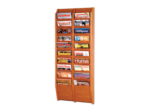 Wooden Mallet Cascade 20 Pocket Magazine Display Rack Medium Oak Wooden Mallet Cascade 20 Pocket Magazine Display Rack Medium Oak