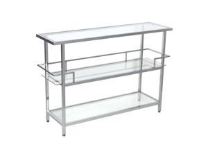 Studio Designs Metal Chrome and Clear Glass 3 Tier Portico Bar Cocktails Station Studio Designs Metal Chrome and Clear Glass 3 Tier Portico Bar Cocktails Station
