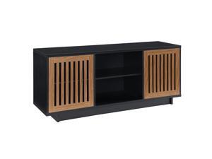 Offex 56" Vertical Slat Door TV Media Stand Console - Solid Black and Acorn Offex 56" Vertical Slat Door TV Media Stand Console - Solid Black and Acorn