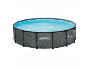 Summer Waves 14' x 48" Above Ground Frame Pool Set w/ Pump, Dark Wicker Summer Waves 14' x 48" Above Ground Frame Pool Set w/ Pump, Dark Wicker