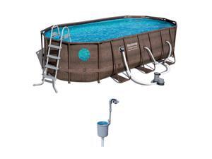Bestway 18 x 9 x 4 Foot Power Steel Swim Vista Pool Set + Pool Surface Skimmer Bestway 18 x 9 x 4 Foot Power Steel Swim Vista Pool Set + Pool Surface Skimmer