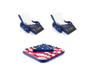 Intex Inflatable American Flag 2 Person Pool Float w/ Floating Lounger (2 Pack) Intex Inflatable American Flag 2 Person Pool Float w/ Floating Lounger (2 Pack)