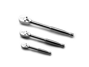 Capri Tools Low Profile Ratchets Set, 1/4 in, 3/8 in. and 1/2 in. Drive, True 72-Tooth, 5 Degree Swing Arc Capri Tools Low Profile Ratchets Set, 1/4 in, 3/8 in. and 1/2 in. Drive, True 72-Tooth, 5 Degree Swing Arc