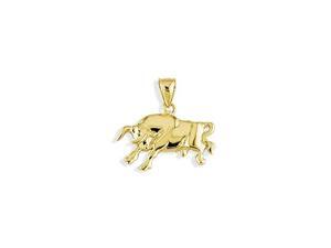 Solid 14k Yellow Gold Taurus Raging Bull Rodeo Pendant Solid 14k Yellow Gold Taurus Raging Bull Rodeo Pendant