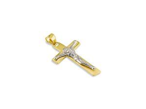 Mens 14k White Solid Gold Crucifix Jesus Cross Pendant Mens 14k White Solid Gold Crucifix Jesus Cross Pendant