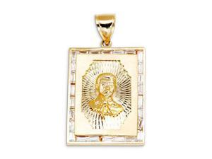 New Mens 14k Yellow Gold Baguette CZ Malverde Pendant New Mens 14k Yellow Gold Baguette CZ Malverde Pendant