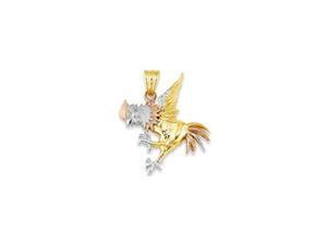 Mens 14k White Rose Solid Gold Fighting Rooster Pendant Mens 14k White Rose Solid Gold Fighting Rooster Pendant