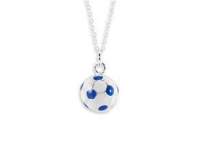 Blue White .925 Sterling Silver Soccer Ball Necklace Blue White .925 Sterling Silver Soccer Ball Necklace