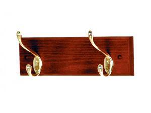 2-Hook Wooden Coat Rack - Dark Red Mahogany/Brass - by Wooden Mallet 2-Hook Wooden Coat Rack - Dark Red Mahogany/Brass - by Wooden Mallet