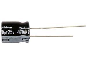 Nichicon electrolytic 10 pack of high temperature 105 degree capacitors, capacitor value 470 ufd at 25 volts dc. ( 470uf 25VDC, 470 micro farad 25 volts) Polarized. Nichicon electrolytic 10 pack of high temperature 105 degree capacitors, capacitor value 470 ufd at 25 volts dc. ( 470uf 25VDC, 470 micro farad 25 volts) Polarized.