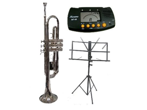 MERANO B Flat Silver Trumpet with Case,MouthPiece,Oil,Golves+Free Music Stand,Metro Tuner MERANO B Flat Silver Trumpet with Case,MouthPiece,Oil,Golves+Free Music Stand,Metro Tuner