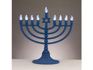 11.5" Blue and Clear Star of David Hanukkah LED Bulbs Electric Menorah 11.5" Blue and Clear Star of David Hanukkah LED Bulbs Electric Menorah