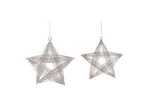 Set of 2 Silver Glittered 3D Wire Frame Star Christmas Ornaments 8.25" Set of 2 Silver Glittered 3D Wire Frame Star Christmas Ornaments 8.25"