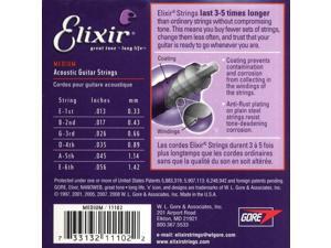 Elixir 11102 Medium NanoWeb Ac Guitar Strings 13-56 Elixir 11102 Medium NanoWeb Ac Guitar Strings 13-56