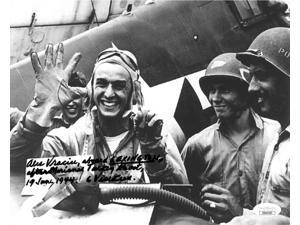 Alex Vraciu signed WWII Ace Pilot Vintage B&W 8x10 Photo Marianas Turkey Shoot/Lexington 19 June 1944 6 Victories- JSA #DD64285 Alex Vraciu signed WWII Ace Pilot Vintage B&W 8x10 Photo Marianas Turkey Shoot/Lexington 19 June 1944 6 Victories- JSA #DD64285
