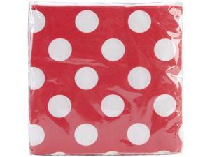Beverage Napkins 5"X5" 16/Pkg-Ruby Red Decorative Dots Beverage Napkins 5"X5" 16/Pkg-Ruby Red Decorative Dots