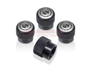 Black ABS Cadillac Silver Logo Tire Stem Valve Caps Black ABS Cadillac Silver Logo Tire Stem Valve Caps
